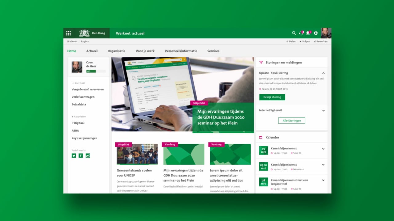 Gemeente Den Haag UX design intranet