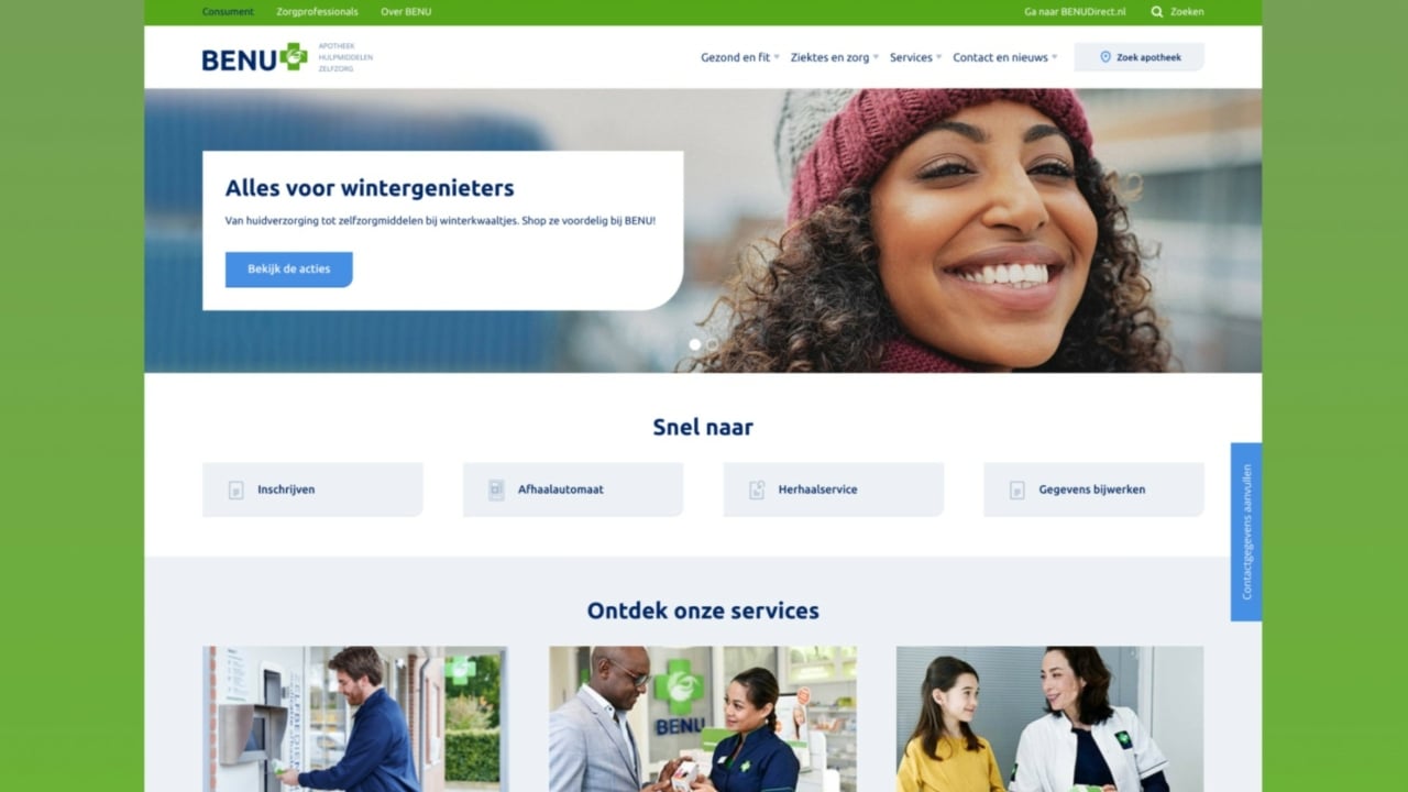 UI design Benu apotheek website