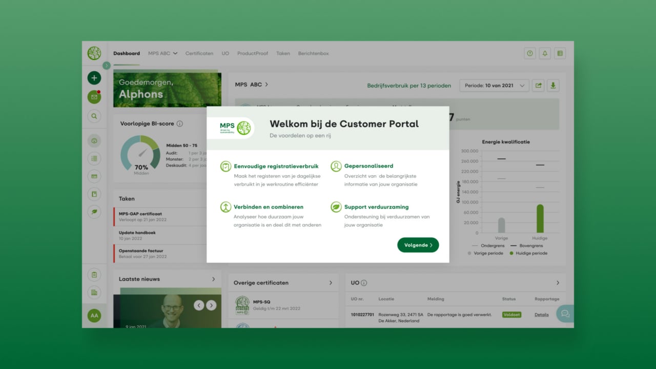 MPS customer portal UI design
